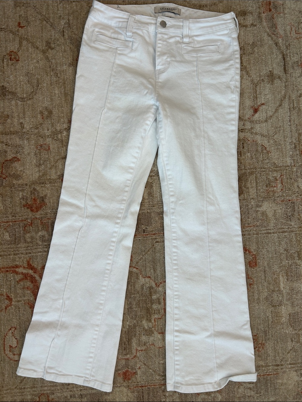 Liverpool White Flare Jeans with Front Seam